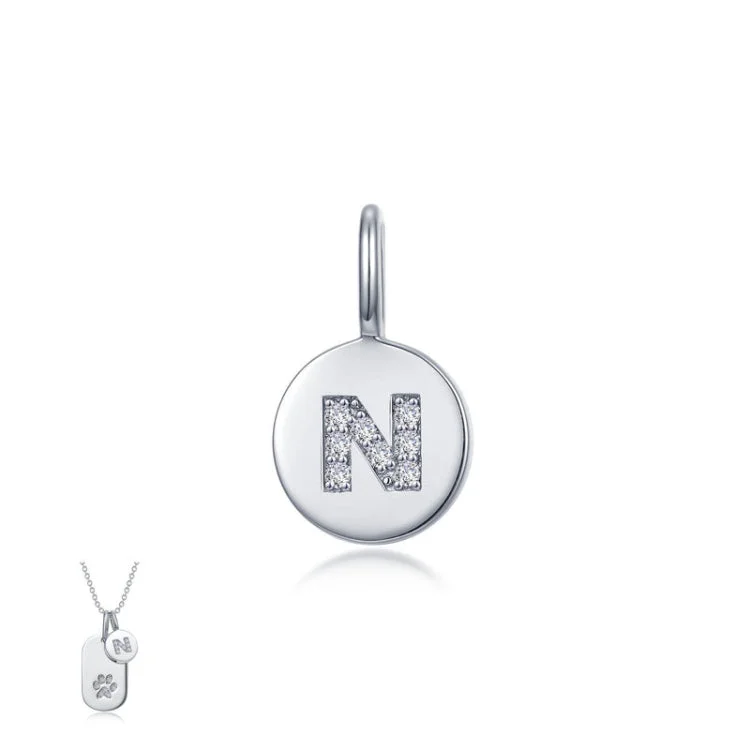 Ladies ruby necklace-Letter N Charm