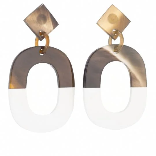 Ladies moonstone earrings-Buffalo Horn White