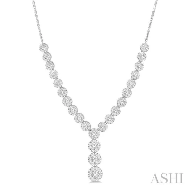 Ladies gemstone-studded necklace-2 1/4 ctw Lovebright Round Cut Diamond Necklace in 14K White Gold