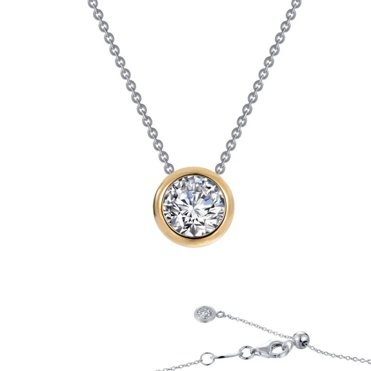 Ladies sterling silver pendant necklace-Solitaire Slider Necklace