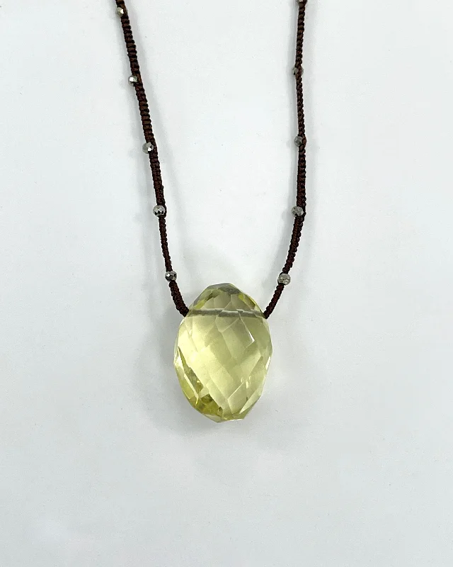 Ladies chain and gemstone necklace-Danielle Welmond Lemon Quartz Nugget Necklace