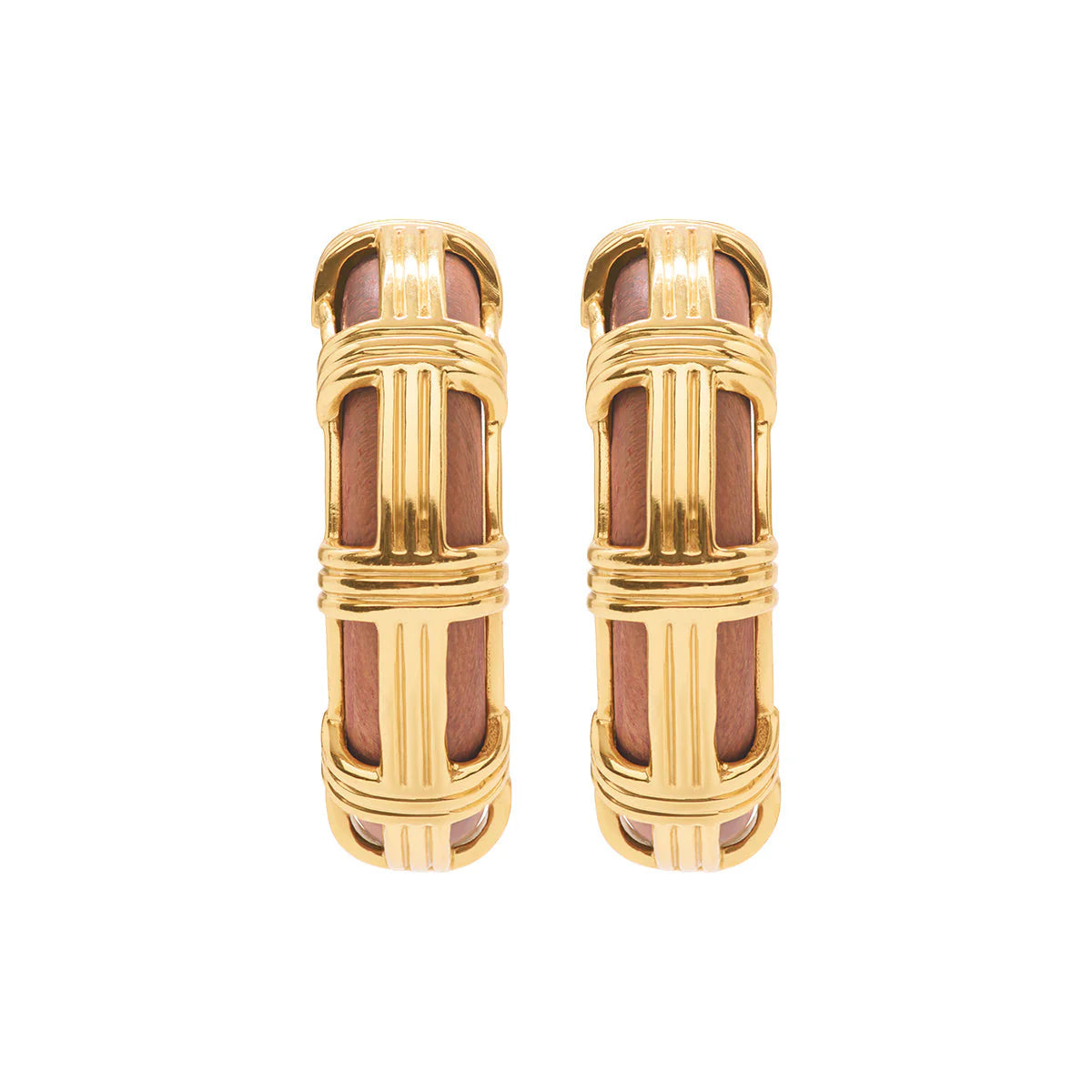 Ladies diamond earrings-Gaia Cage Hoop Earrings - Teak