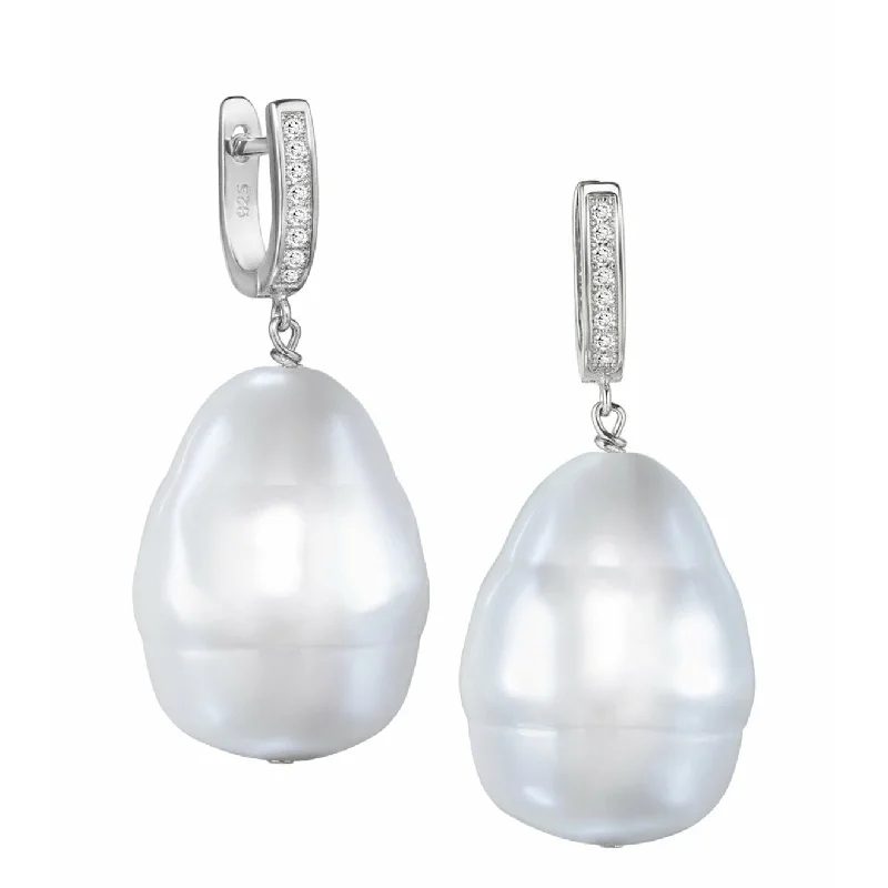 Ladies clip-on earrings-Baroque Pearl Silver