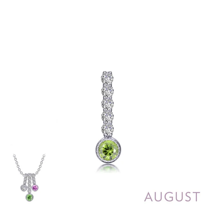 Ladies initial necklace-August Birthstone Love Pendant