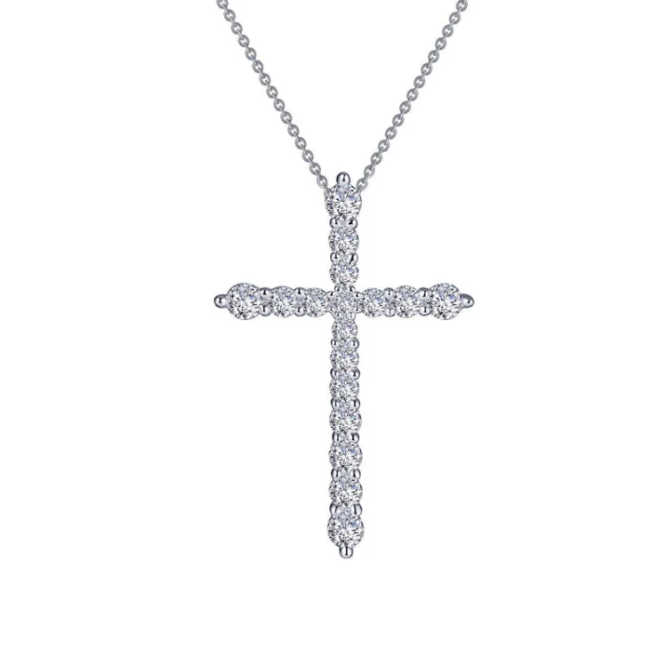 Ladies trendy crystal necklace-1.06 CTW Cross Pendant Necklace