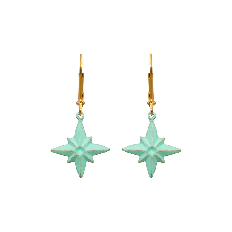 Ladies blue topaz earrings-Aqua Compass Earrings