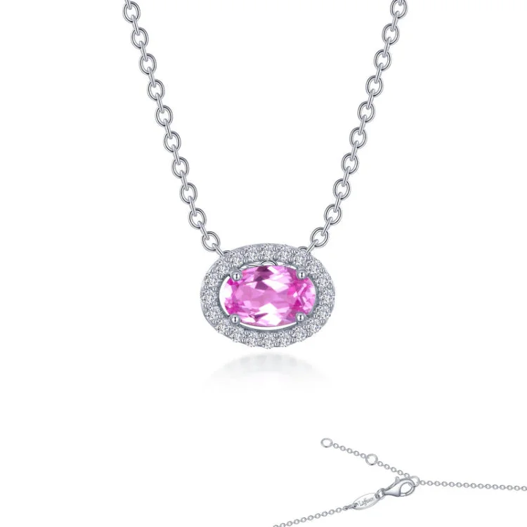 Ladies necklace with charm-Fancy Lab-Grown Sapphire Halo Necklace