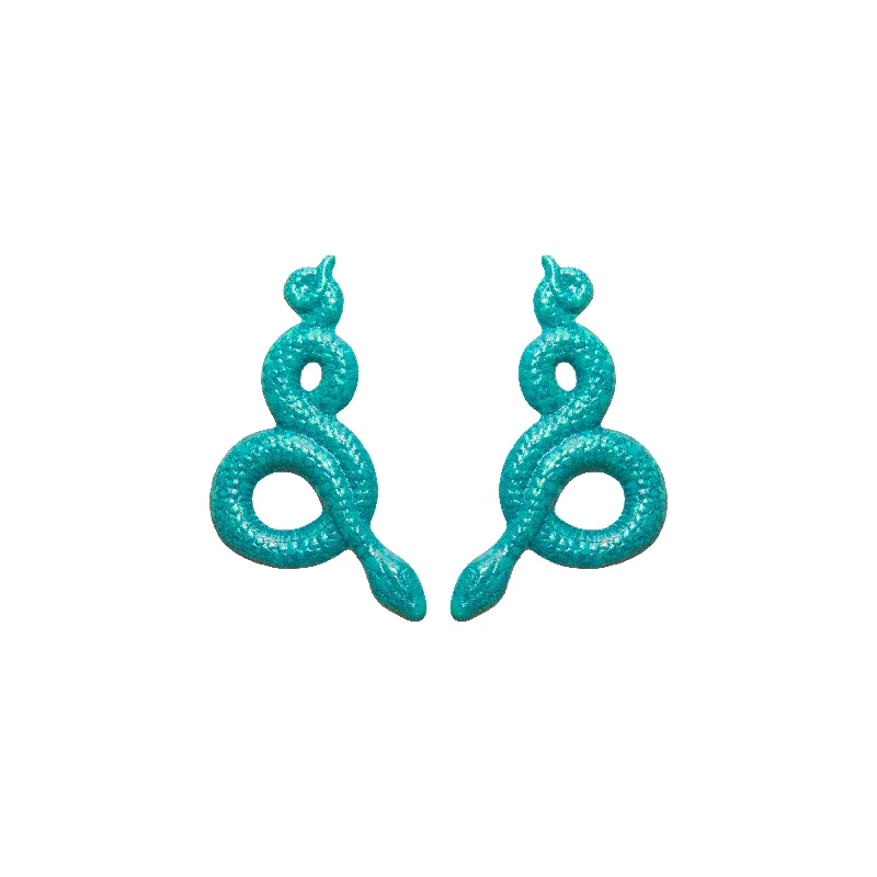 Ladies elegant drop earrings-Teal Viper Earrings