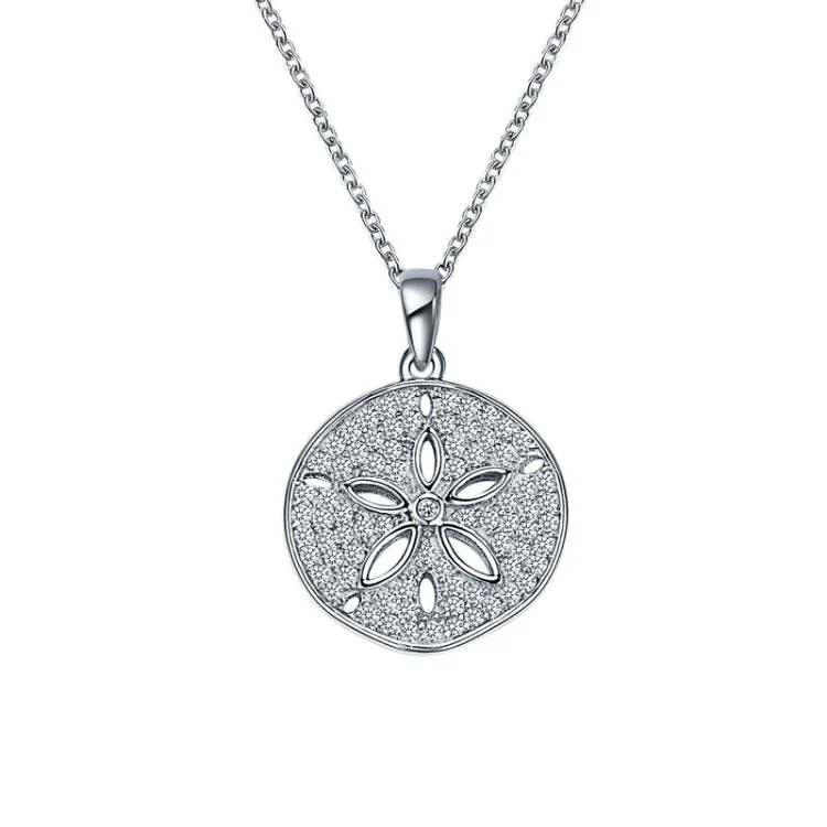 Ladies chain and gemstone necklace-0.99 CTW Sand Dollar Necklace