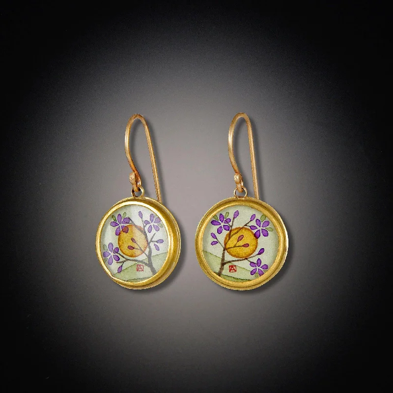 Ladies gold drop earrings-Gold Plum Blossom Earrings