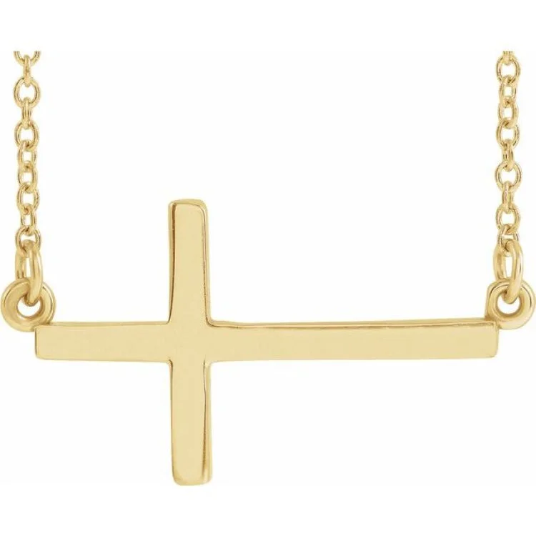 Ladies chain necklace-14K Yellow 22x11.5 mm Sideways Cross 20" Necklace