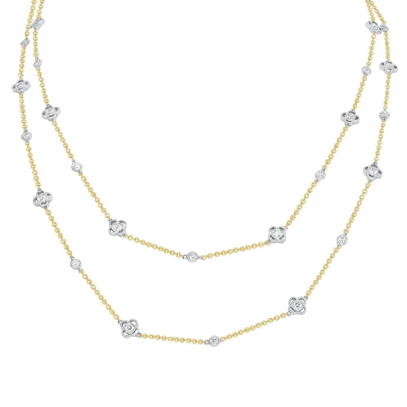 Ladies diamond-studded necklace-Uneek Cascade Collection Yard Chain Necklace