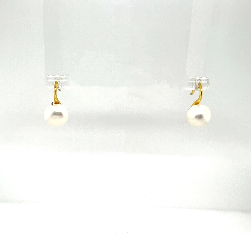 Ladies vintage earrings-Pearl Teardrop Gold Earrings