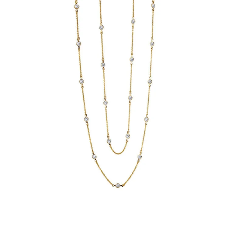 Ladies gold gemstone necklace-Classic Station Necklace