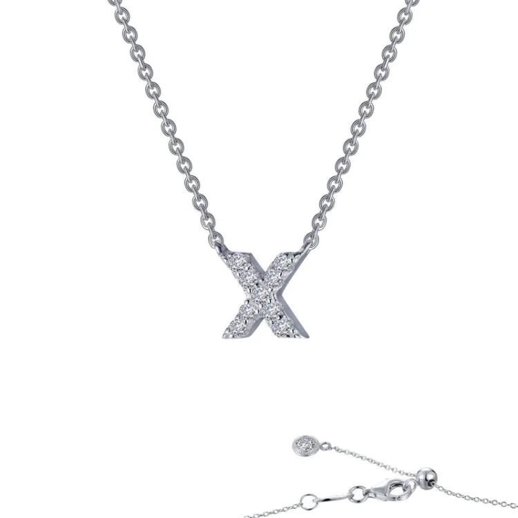 Ladies zodiac necklace-Letter X Pendant Necklace