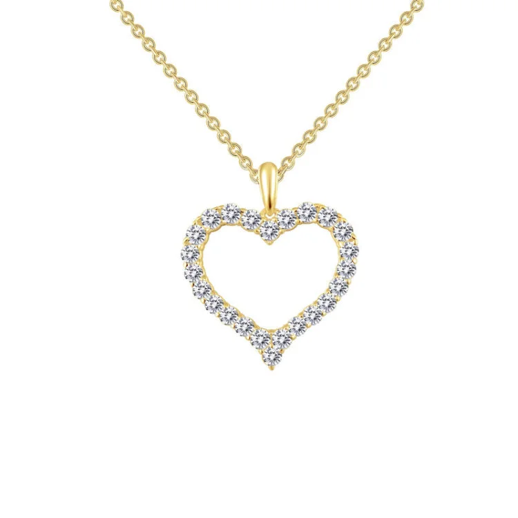 Ladies pendant necklace-Open Heart Pendant Necklace