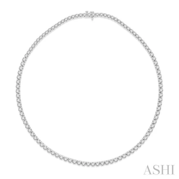 Ladies bridal necklace-15 ctw Round Cut Diamond Tennis Necklace in 14K White Gold