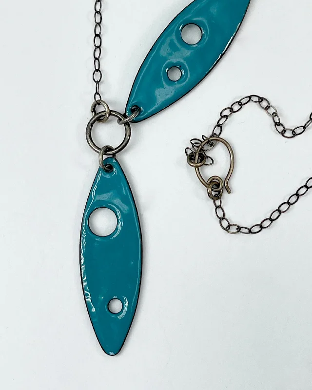 Ladies multi-stone necklace-Oval Duo Enamel Necklace