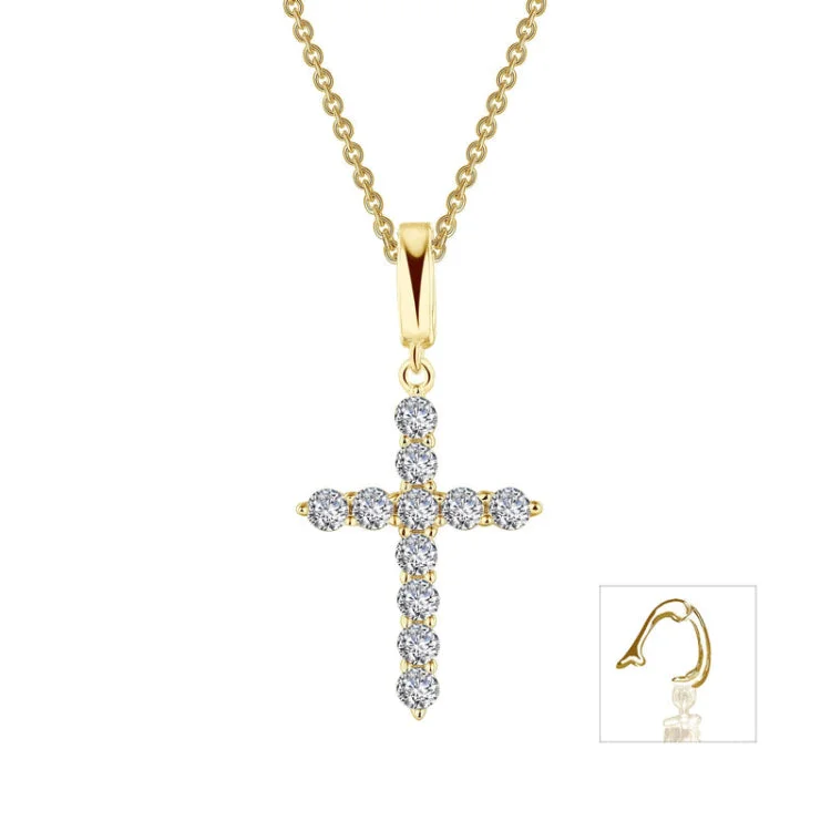 Ladies classic gold necklace-0.55 CTW Cross Pendant Necklace