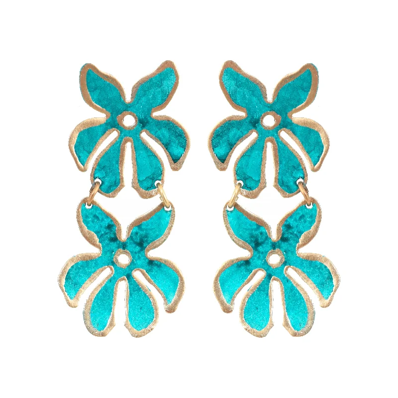 Ladies glamorous earrings-Little Teal Tahiti Earrings