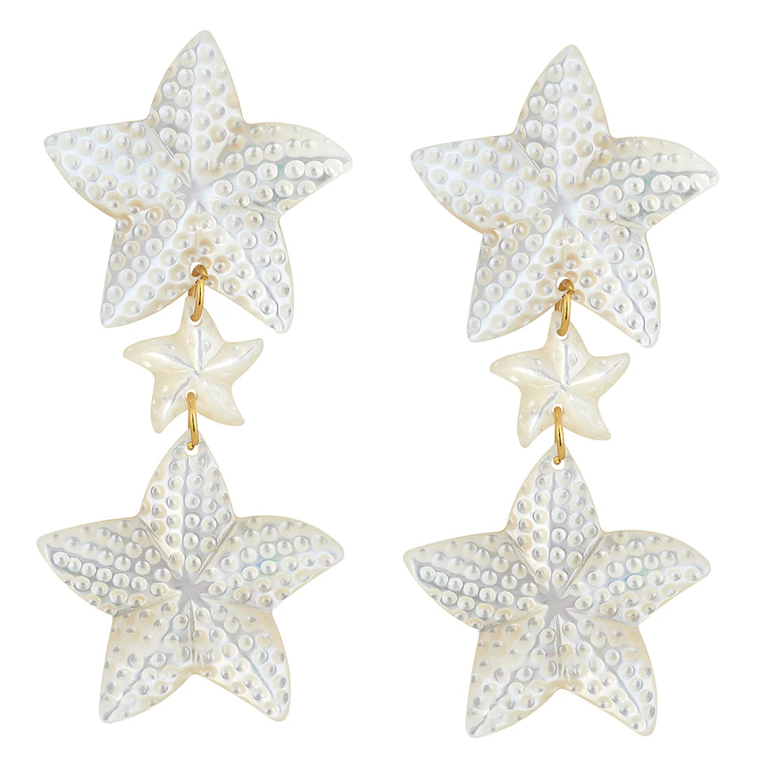 Ladies bridal stud earrings-Starfish Triple