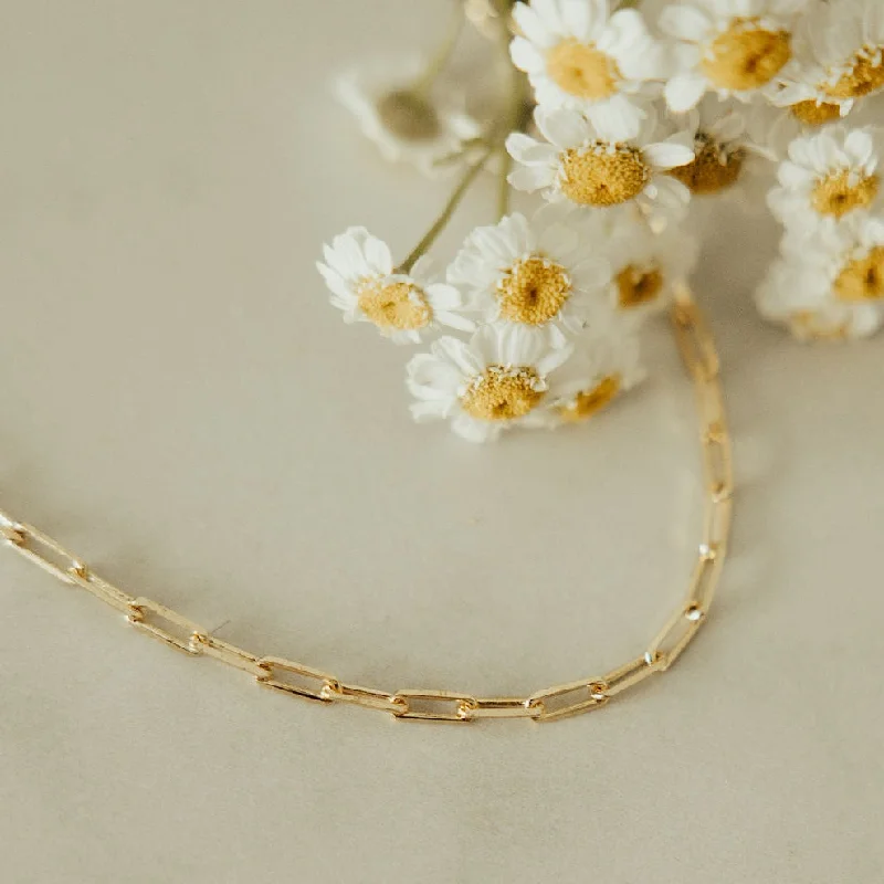 Ladies simple gold necklace-Madeline Gold Filled Paperclip Necklace