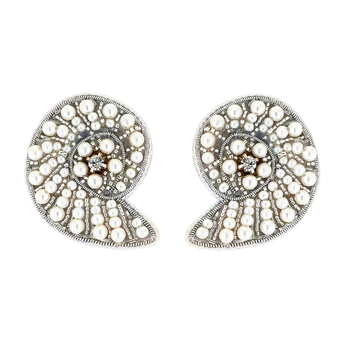 Ladies gem-studded earrings-Nautilus Stud