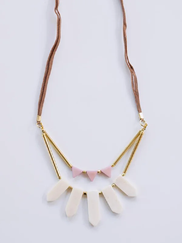 Ladies stylish necklace-Ishaana Necklace - White