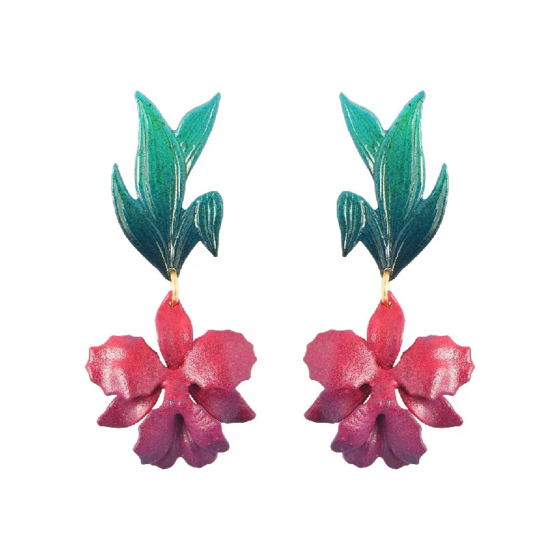 Ladies wedding earrings-Laelia Orchid Earrings