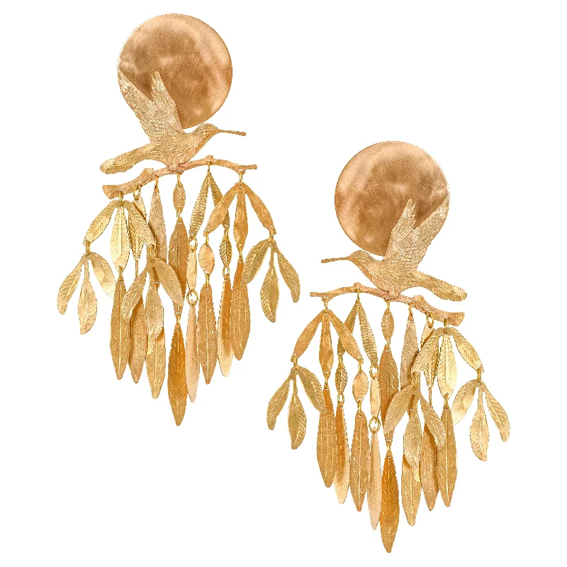 Ladies sterling silver earrings-Gold Cascade Earrings