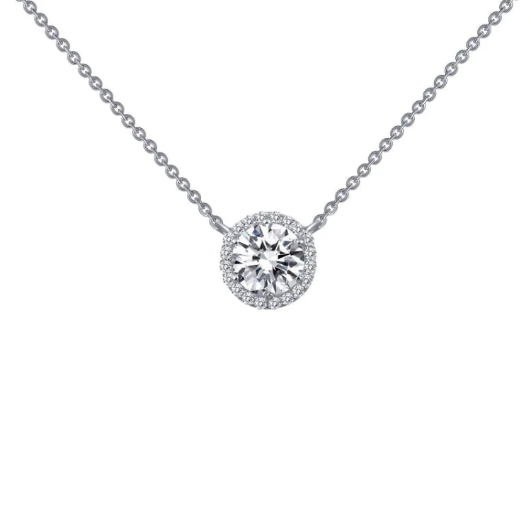 Ladies rose gold necklace-1.23 CTW Halo Necklace