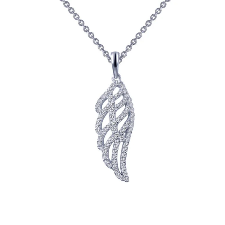 Ladies gold chain pendant necklace-Angel Wing Pendant Necklace