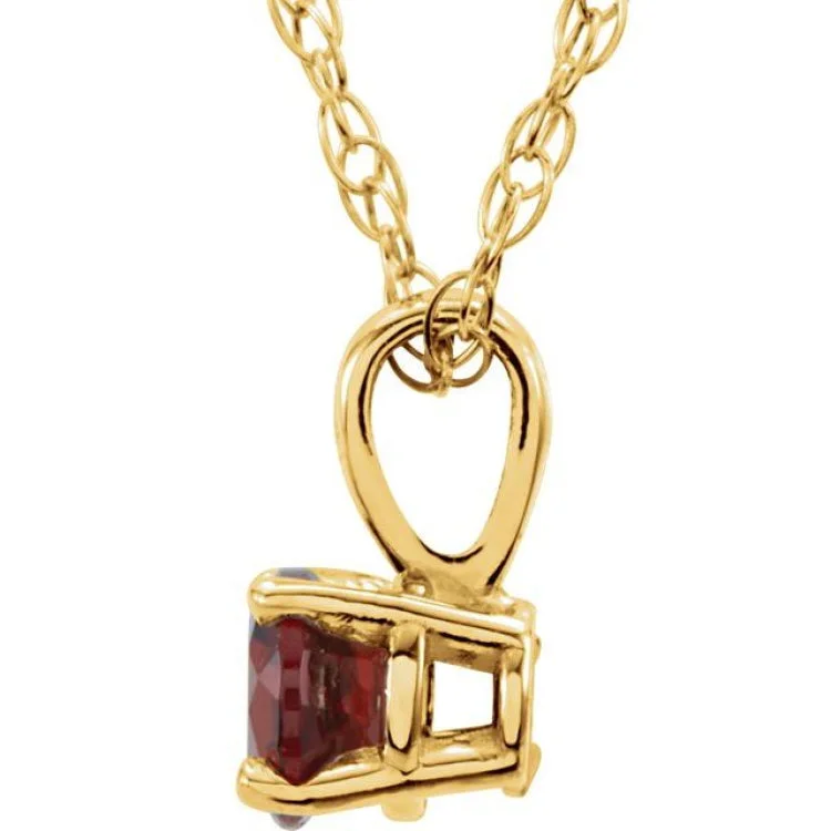 Ladies adjustable necklace-14K Yellow 3 mm Natural Ruby Youth Solitaire 14" Necklace