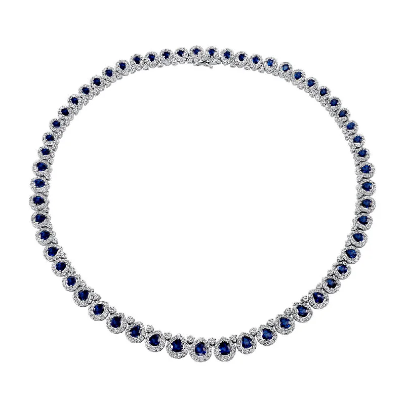 Ladies charm necklace-Uneek Precious Collection Pear Shaped Blue Sapphire Necklace