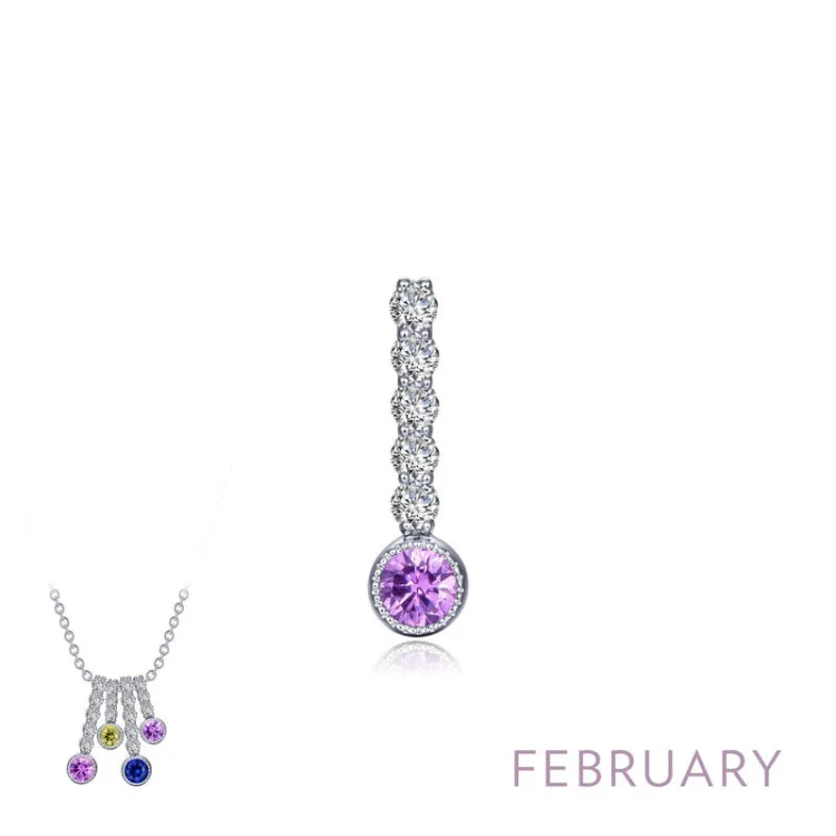 Ladies necklace with charm-February Birthstone Love Pendant