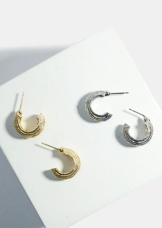 Ladies wedding earrings-Small Textured Earrings