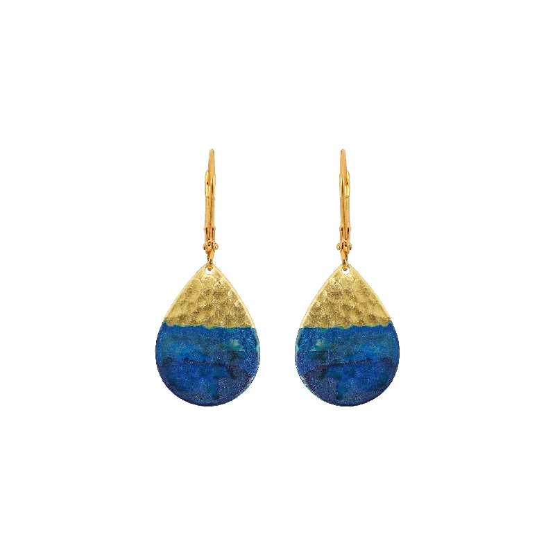 Ladies gold earrings with gemstones-Navy Sita Earrings