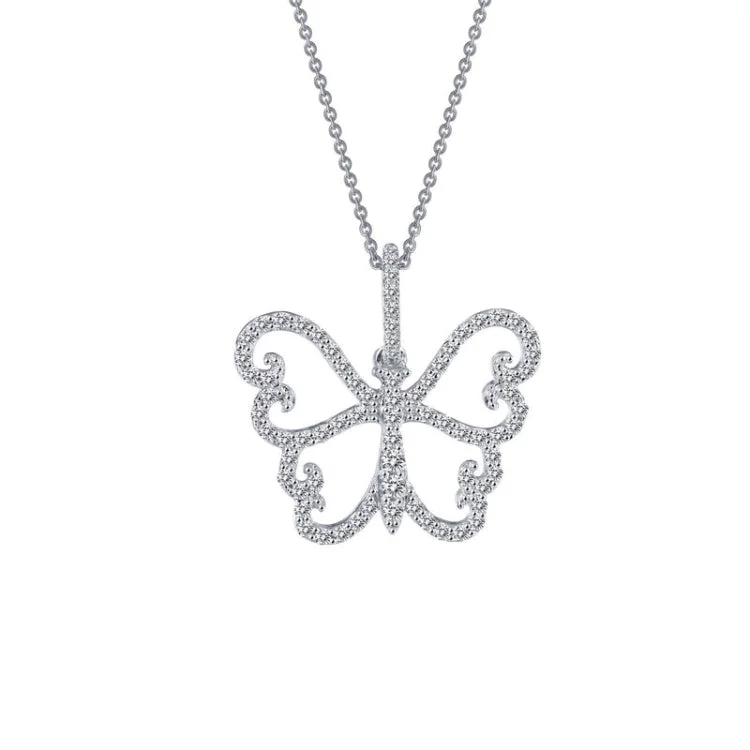 Ladies diamond necklace-Butterfly Pendant Necklace