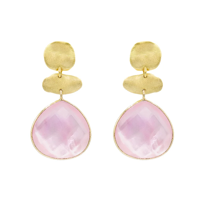 Ladies gold hoop earrings-Tiara Rose Quartz