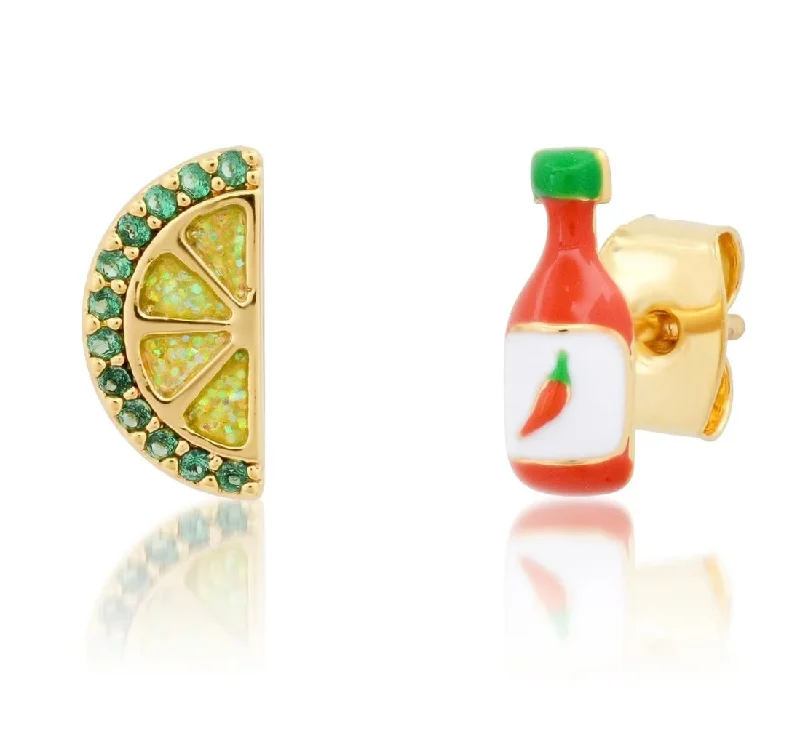 Ladies big hoop earrings-Tabasco and Lime Studs