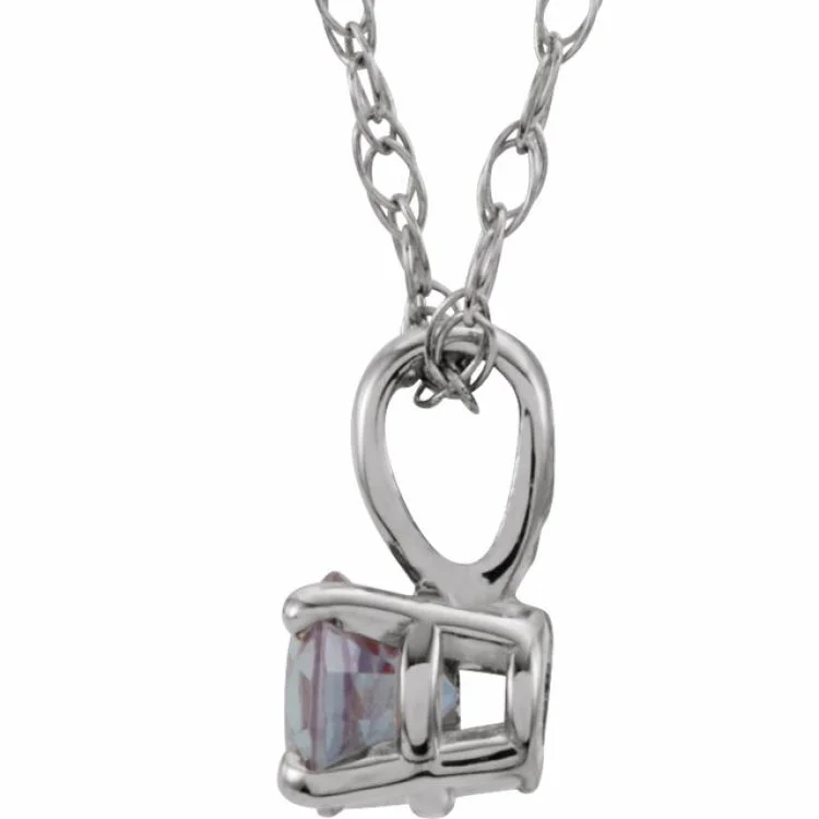 Ladies cross necklace-14K White 3 mm Imitation Alexandrite Youth Solitaire 14" Necklace