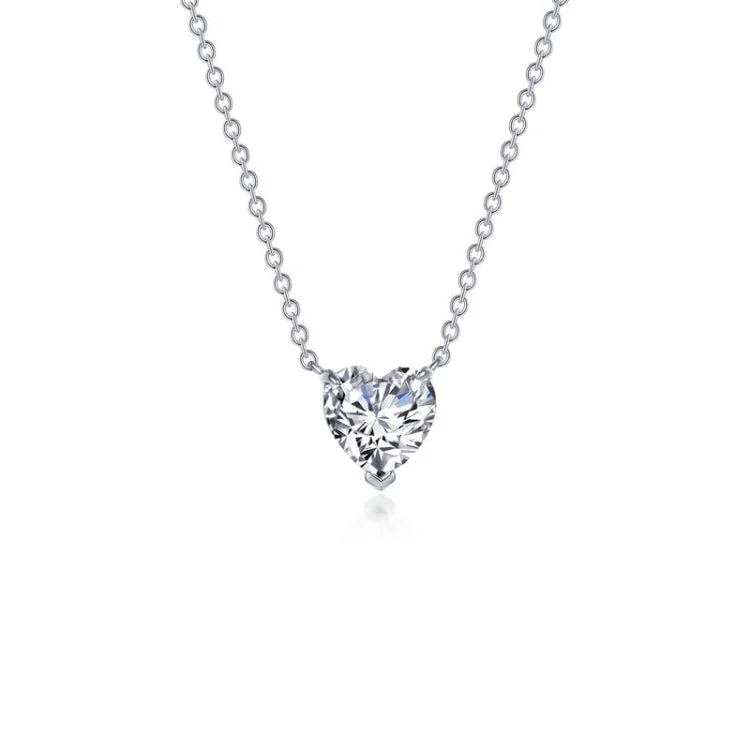 Ladies gold chain necklace-Heart Solitaire Necklace