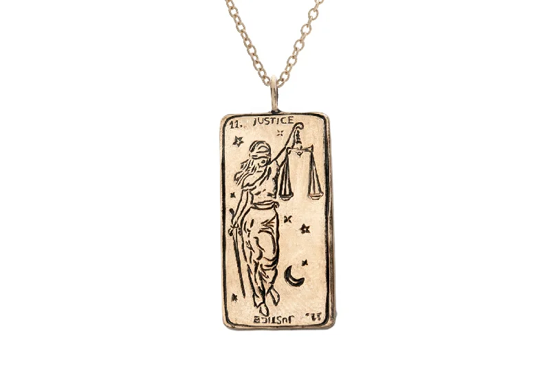 Ladies flower necklace-Justice Tarot Card Necklace - READY-TO-SHIP