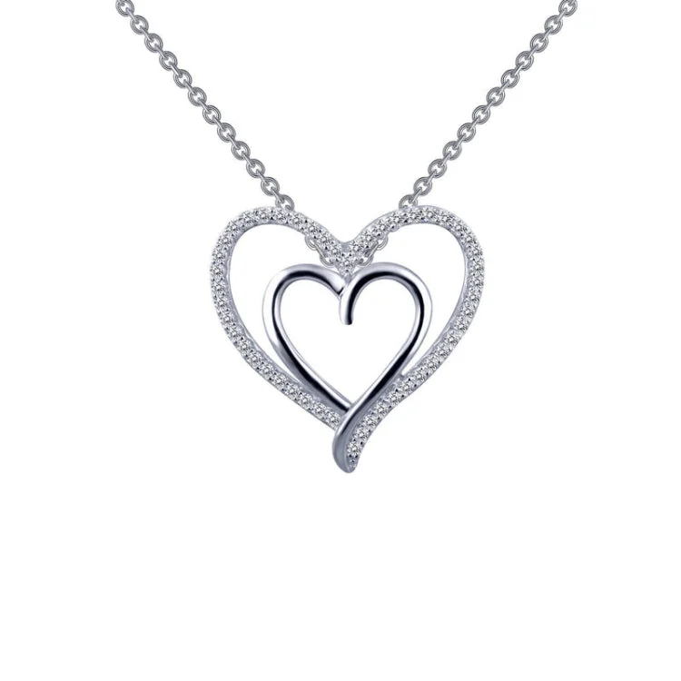 Ladies infinity necklace-Double-Heart Pendant Necklace