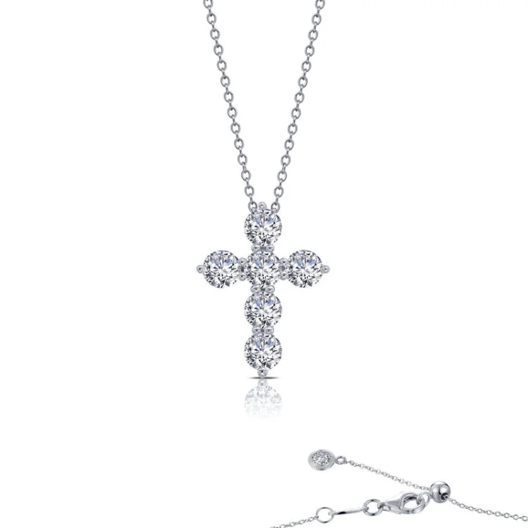 Ladies sterling silver pendant necklace-1.02 CTW Cross Pendant Necklace