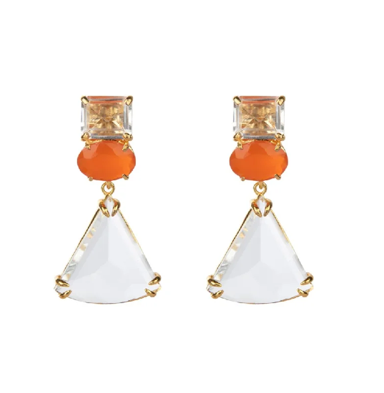 Ladies heart-shaped earrings-Carnelian White Topaz