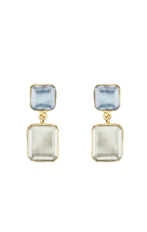 Ladies clip-on earrings-Melva Blue White