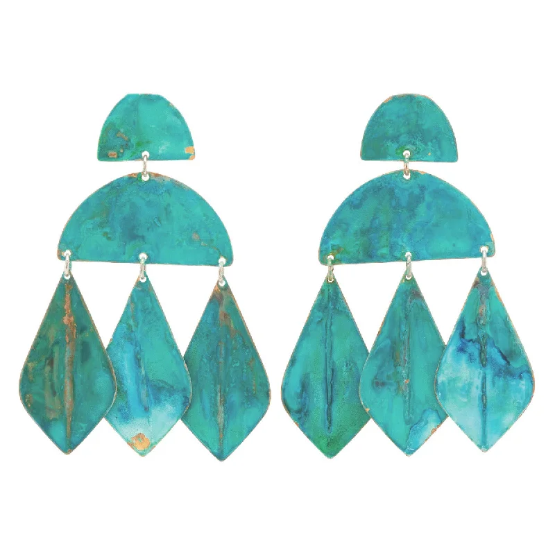 Ladies glamorous earrings-Verdigris Kalaiya Earrings