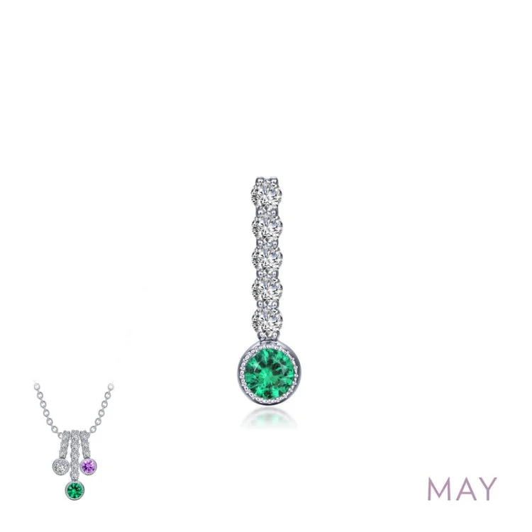 Ladies long necklace-May Birthstone Love Pendant