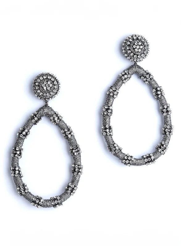 Ladies sterling silver drop earrings-Jackie Silver